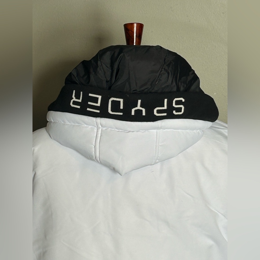 Spyder Women's White and Black long puffer jacket - Picture 7 of 16